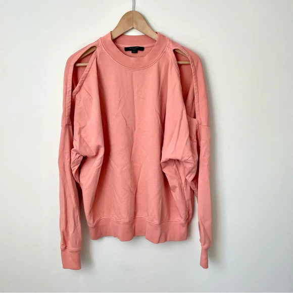 Allsaints Unai Oversized Cold  Shoulder Sweatshirt Pink - Picture 5 of 12
